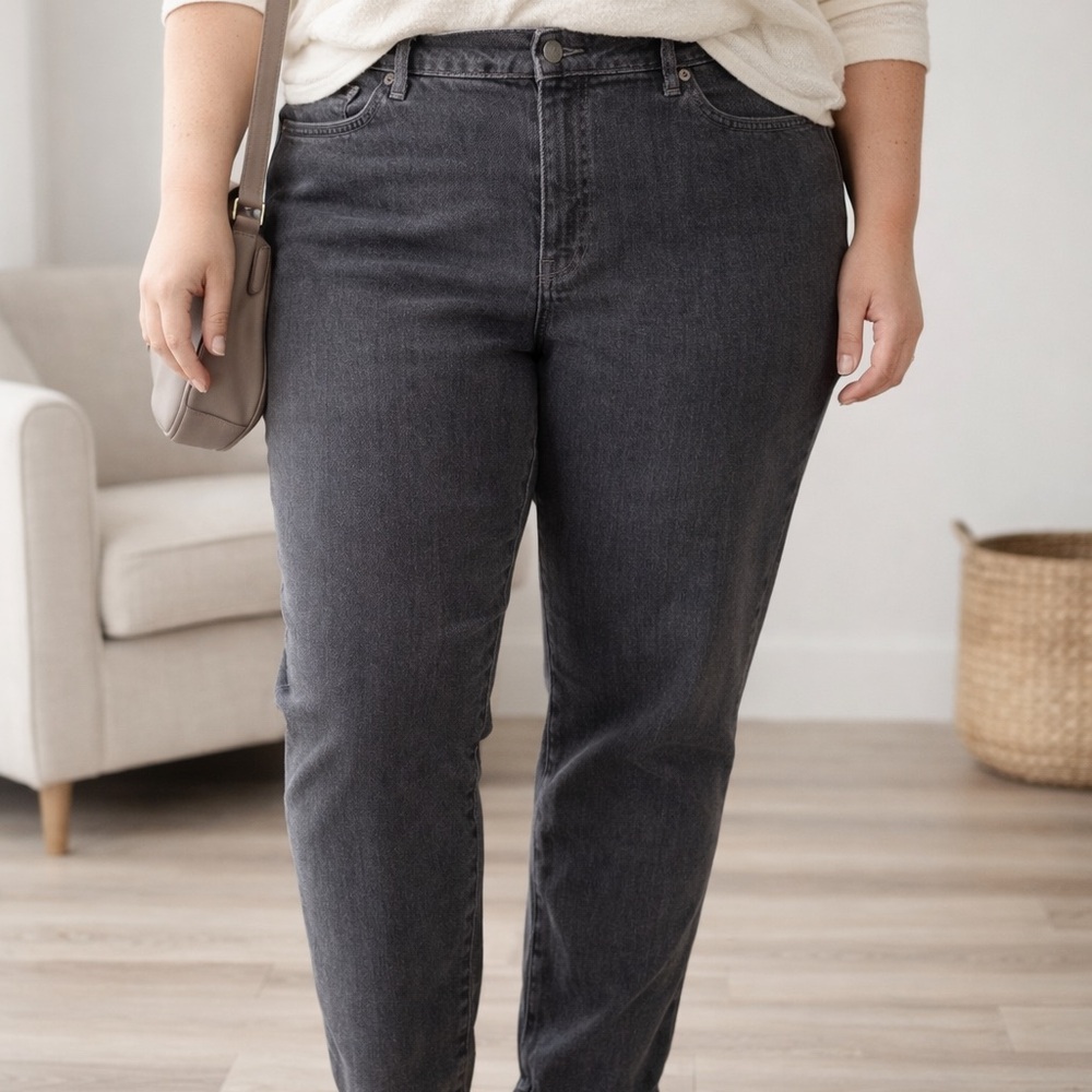 Gloria Vanderbilt Amanda Jeans 18W‎ Grey High Rise Tapered Stretch Denim Pants